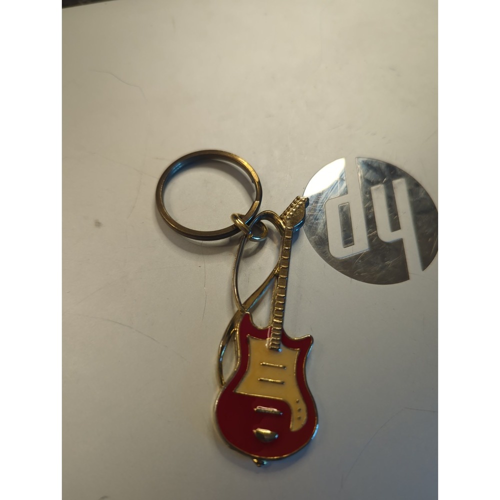Crown Mark Electric Fender Style Red Guitar Keychain/ Key Ring Charm